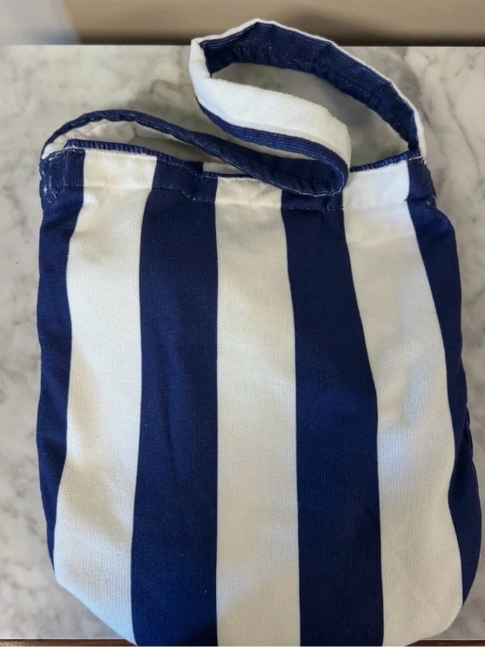 Blue and White Striped Tote Bag • Beach Towel